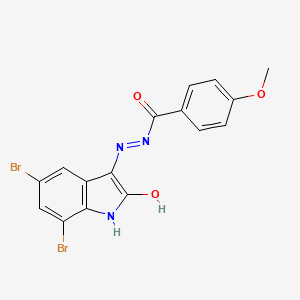 molecular formula C16H11Br2N3O3 B5962447 N'-(5,7-dibromo-2-oxo-1,2-dihydro-3H-indol-3-ylidene)-4-methoxybenzohydrazide 
