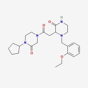 molecular formula C24H34N4O4 B5962468 1-cyclopentyl-4-{[1-(2-ethoxybenzyl)-3-oxo-2-piperazinyl]acetyl}-2-piperazinone 