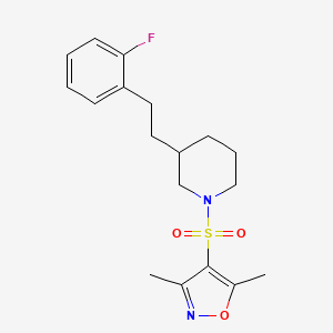 molecular formula C18H23FN2O3S B5962484 1-[(3,5-dimethyl-4-isoxazolyl)sulfonyl]-3-[2-(2-fluorophenyl)ethyl]piperidine 