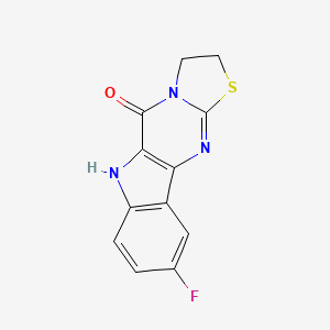 molecular formula C12H8FN3OS B5962498 9-fluoro-2,3-dihydro[1,3]thiazolo[3',2':1,2]pyrimido[5,4-b]indol-5(6H)-one 