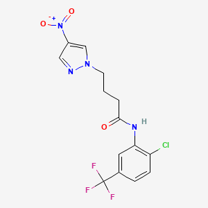 molecular formula C14H12ClF3N4O3 B5962527 N-[2-chloro-5-(trifluoromethyl)phenyl]-4-(4-nitro-1H-pyrazol-1-yl)butanamide 