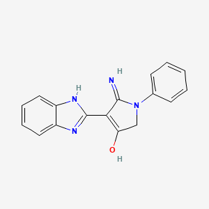 molecular formula C17H14N4O B5962532 5-amino-4-(1H-benzimidazol-2-yl)-1-phenyl-1,2-dihydro-3H-pyrrol-3-one 