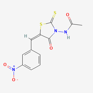 molecular formula C12H9N3O4S2 B5962570 N-[5-(3-nitrobenzylidene)-4-oxo-2-thioxo-1,3-thiazolidin-3-yl]acetamide 