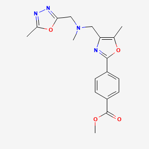 molecular formula C18H20N4O4 B5962597 methyl 4-[5-methyl-4-({methyl[(5-methyl-1,3,4-oxadiazol-2-yl)methyl]amino}methyl)-1,3-oxazol-2-yl]benzoate 