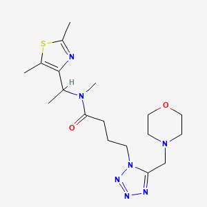 molecular formula C18H29N7O2S B5962604 N-[1-(2,5-dimethyl-1,3-thiazol-4-yl)ethyl]-N-methyl-4-[5-(4-morpholinylmethyl)-1H-tetrazol-1-yl]butanamide 