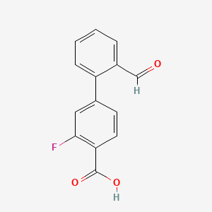 molecular formula C14H9FO3 B596262 2-氟-4-(2-甲酰苯基)苯甲酸 CAS No. 1261945-86-1