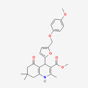 molecular formula C26H29NO6 B5962624 methyl 4-{5-[(4-methoxyphenoxy)methyl]-2-furyl}-2,7,7-trimethyl-5-oxo-1,4,5,6,7,8-hexahydro-3-quinolinecarboxylate 
