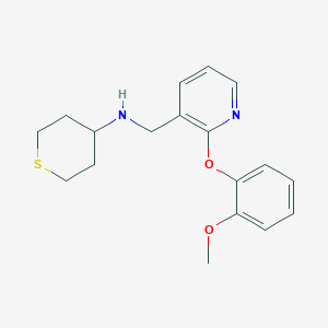 molecular formula C18H22N2O2S B5962641 N-{[2-(2-methoxyphenoxy)-3-pyridinyl]methyl}tetrahydro-2H-thiopyran-4-amine 