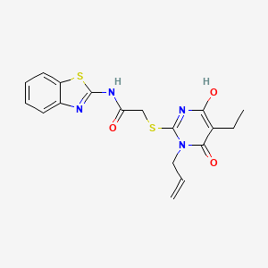 molecular formula C18H18N4O3S2 B5962649 2-[(1-allyl-5-ethyl-4-hydroxy-6-oxo-1,6-dihydro-2-pyrimidinyl)thio]-N-1,3-benzothiazol-2-ylacetamide 