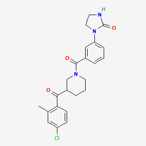 molecular formula C23H24ClN3O3 B5962716 1-(3-{[3-(4-chloro-2-methylbenzoyl)-1-piperidinyl]carbonyl}phenyl)-2-imidazolidinone 