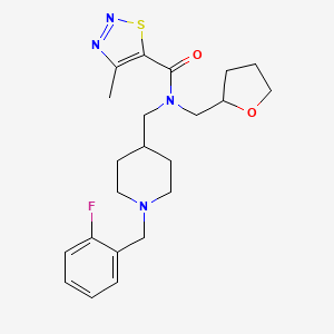 N-{[1-(2-fluorobenzyl)-4-piperidinyl]methyl}-4-methyl-N-(tetrahydro-2-furanylmethyl)-1,2,3-thiadiazole-5-carboxamide