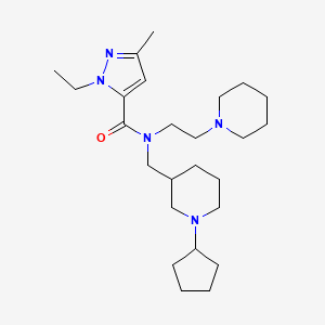 molecular formula C25H43N5O B5962735 N-[(1-cyclopentyl-3-piperidinyl)methyl]-1-ethyl-3-methyl-N-[2-(1-piperidinyl)ethyl]-1H-pyrazole-5-carboxamide 