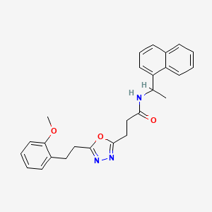 molecular formula C26H27N3O3 B5962746 3-{5-[2-(2-methoxyphenyl)ethyl]-1,3,4-oxadiazol-2-yl}-N-[1-(1-naphthyl)ethyl]propanamide 
