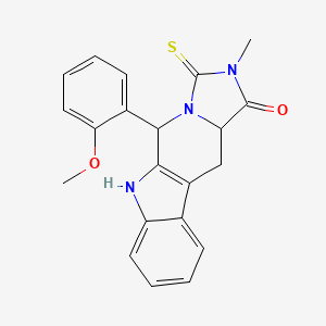 molecular formula C21H19N3O2S B5962754 5-(2-methoxyphenyl)-2-methyl-3-thioxo-2,3,5,6,11,11a-hexahydro-1H-imidazo[1',5':1,6]pyrido[3,4-b]indol-1-one 