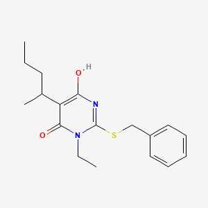 molecular formula C18H24N2O2S B5962759 2-(benzylthio)-3-ethyl-6-hydroxy-5-(1-methylbutyl)-4(3H)-pyrimidinone 