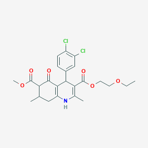 molecular formula C24H27Cl2NO6 B5962801 3-(2-ethoxyethyl) 6-methyl 4-(3,4-dichlorophenyl)-2,7-dimethyl-5-oxo-1,4,5,6,7,8-hexahydro-3,6-quinolinedicarboxylate 