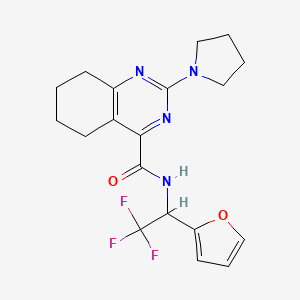 molecular formula C19H21F3N4O2 B5962804 2-(1-pyrrolidinyl)-N-[2,2,2-trifluoro-1-(2-furyl)ethyl]-5,6,7,8-tetrahydro-4-quinazolinecarboxamide 