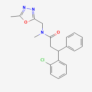 molecular formula C20H20ClN3O2 B5962848 3-(2-chlorophenyl)-N-methyl-N-[(5-methyl-1,3,4-oxadiazol-2-yl)methyl]-3-phenylpropanamide 