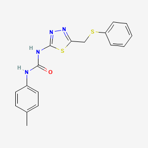 molecular formula C17H16N4OS2 B5962864 N-(4-methylphenyl)-N'-{5-[(phenylthio)methyl]-1,3,4-thiadiazol-2-yl}urea 