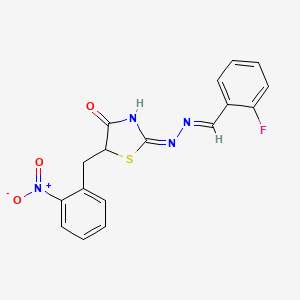 2-fluorobenzaldehyde [5-(2-nitrobenzyl)-4-oxo-1,3-thiazolidin-2-ylidene]hydrazone