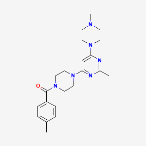 molecular formula C22H30N6O B5962899 2-methyl-4-[4-(4-methylbenzoyl)-1-piperazinyl]-6-(4-methyl-1-piperazinyl)pyrimidine 