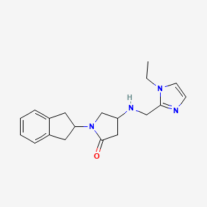 molecular formula C19H24N4O B5962911 1-(2,3-dihydro-1H-inden-2-yl)-4-{[(1-ethyl-1H-imidazol-2-yl)methyl]amino}-2-pyrrolidinone 
