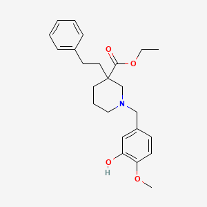 molecular formula C24H31NO4 B5962932 ethyl 1-(3-hydroxy-4-methoxybenzyl)-3-(2-phenylethyl)-3-piperidinecarboxylate 