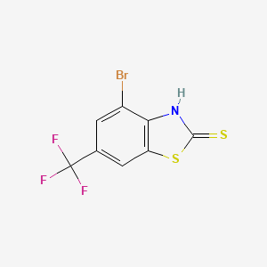 molecular formula C8H3BrF3NS2 B596295 4-溴-6-(三氟甲基)苯并[d]噻唑-2-硫醇 CAS No. 1215205-88-1