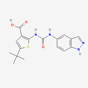 molecular formula C17H18N4O3S B596297 2-(3-(1H-indazol-5-yl)ureido)-5-(tert-butyl)thiophene-3-carboxylic acid CAS No. 1265789-88-5