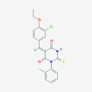 molecular formula C20H17ClN2O3S B5962977 5-(3-chloro-4-ethoxybenzylidene)-1-(2-methylphenyl)-2-thioxodihydro-4,6(1H,5H)-pyrimidinedione 