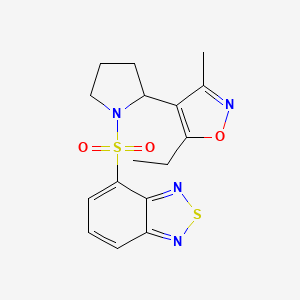 molecular formula C16H18N4O3S2 B5962983 4-{[2-(5-ethyl-3-methyl-4-isoxazolyl)-1-pyrrolidinyl]sulfonyl}-2,1,3-benzothiadiazole 