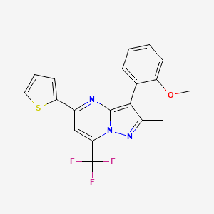 molecular formula C19H14F3N3OS B5963003 3-(2-Methoxyphenyl)-2-methyl-5-(thiophen-2-yl)-7-(trifluoromethyl)pyrazolo[1,5-a]pyrimidine 