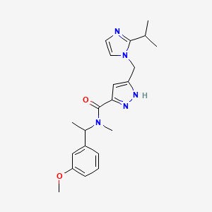 molecular formula C21H27N5O2 B5963006 5-[(2-isopropyl-1H-imidazol-1-yl)methyl]-N-[1-(3-methoxyphenyl)ethyl]-N-methyl-1H-pyrazole-3-carboxamide 