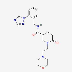 molecular formula C21H28N6O3 B5963011 1-[2-(4-morpholinyl)ethyl]-6-oxo-N-[2-(1H-1,2,4-triazol-1-yl)benzyl]-3-piperidinecarboxamide 