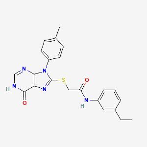 molecular formula C22H21N5O2S B5963039 N-(3-ethylphenyl)-2-{[9-(4-methylphenyl)-6-oxo-6,9-dihydro-1H-purin-8-yl]thio}acetamide 