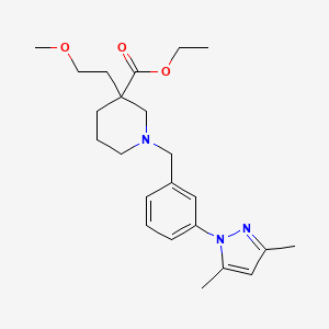 molecular formula C23H33N3O3 B5963046 ethyl 1-[3-(3,5-dimethyl-1H-pyrazol-1-yl)benzyl]-3-(2-methoxyethyl)-3-piperidinecarboxylate 