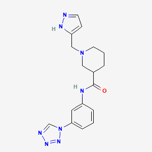 molecular formula C17H20N8O B5963101 1-(1H-pyrazol-3-ylmethyl)-N-[3-(1H-tetrazol-1-yl)phenyl]-3-piperidinecarboxamide 