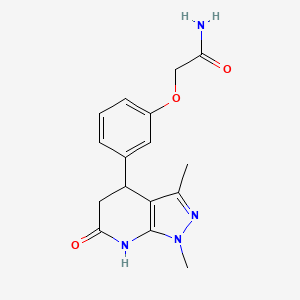 molecular formula C16H18N4O3 B5963138 2-[3-(1,3-dimethyl-6-oxo-4,5,6,7-tetrahydro-1H-pyrazolo[3,4-b]pyridin-4-yl)phenoxy]acetamide 