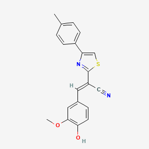 molecular formula C20H16N2O2S B5963140 3-(4-hydroxy-3-methoxyphenyl)-2-[4-(4-methylphenyl)-1,3-thiazol-2-yl]acrylonitrile 