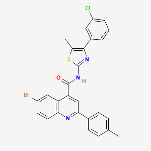 molecular formula C27H19BrClN3OS B5963193 6-bromo-N-[4-(3-chlorophenyl)-5-methyl-1,3-thiazol-2-yl]-2-(4-methylphenyl)-4-quinolinecarboxamide 