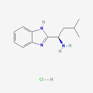 molecular formula C12H18ClN3 B596320 (R)-1-(1H-苯并咪唑-2-基)-3-甲基丁胺盐酸盐 CAS No. 1235643-62-5