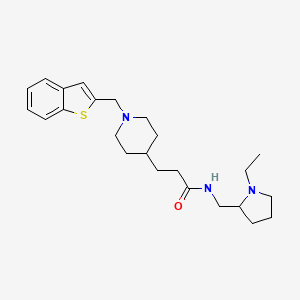 molecular formula C24H35N3OS B5963226 3-[1-(1-benzothien-2-ylmethyl)-4-piperidinyl]-N-[(1-ethyl-2-pyrrolidinyl)methyl]propanamide 