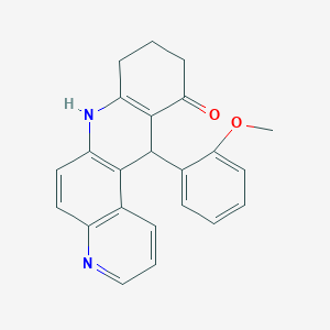 molecular formula C23H20N2O2 B5963273 12-(2-methoxyphenyl)-8,9,10,12-tetrahydrobenzo[b]-4,7-phenanthrolin-11(7H)-one 