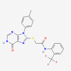 molecular formula C21H16F3N5O2S B5963304 2-{[9-(4-methylphenyl)-6-oxo-6,9-dihydro-1H-purin-8-yl]thio}-N-[2-(trifluoromethyl)phenyl]acetamide 