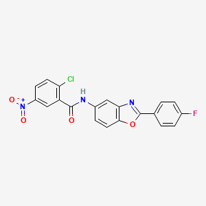 molecular formula C20H11ClFN3O4 B5963306 2-chloro-N-[2-(4-fluorophenyl)-1,3-benzoxazol-5-yl]-5-nitrobenzamide 