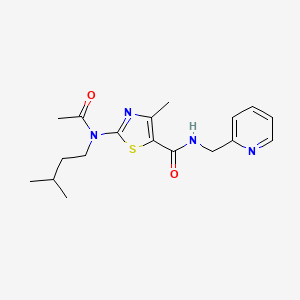 molecular formula C18H24N4O2S B5963314 2-[acetyl(3-methylbutyl)amino]-4-methyl-N-(2-pyridinylmethyl)-1,3-thiazole-5-carboxamide 