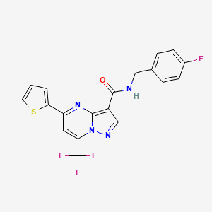 molecular formula C19H12F4N4OS B5963387 N-(4-fluorobenzyl)-5-(2-thienyl)-7-(trifluoromethyl)pyrazolo[1,5-a]pyrimidine-3-carboxamide 