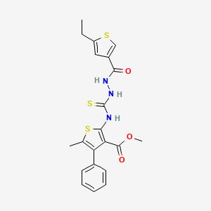 molecular formula C21H21N3O3S3 B5963396 methyl 2-[({2-[(5-ethyl-3-thienyl)carbonyl]hydrazino}carbonothioyl)amino]-5-methyl-4-phenyl-3-thiophenecarboxylate 