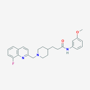 molecular formula C25H28FN3O2 B5963397 3-{1-[(8-fluoro-2-quinolinyl)methyl]-4-piperidinyl}-N-(3-methoxyphenyl)propanamide 