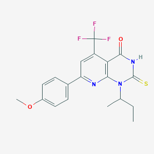 molecular formula C19H18F3N3O2S B5963436 1-sec-butyl-2-mercapto-7-(4-methoxyphenyl)-5-(trifluoromethyl)pyrido[2,3-d]pyrimidin-4(1H)-one 